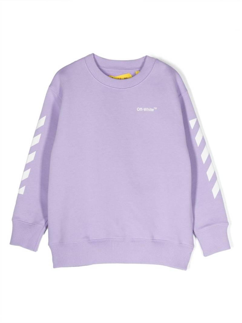 Off-White Kids logo-print cotton sweatshirt - Purple von Off-White Kids