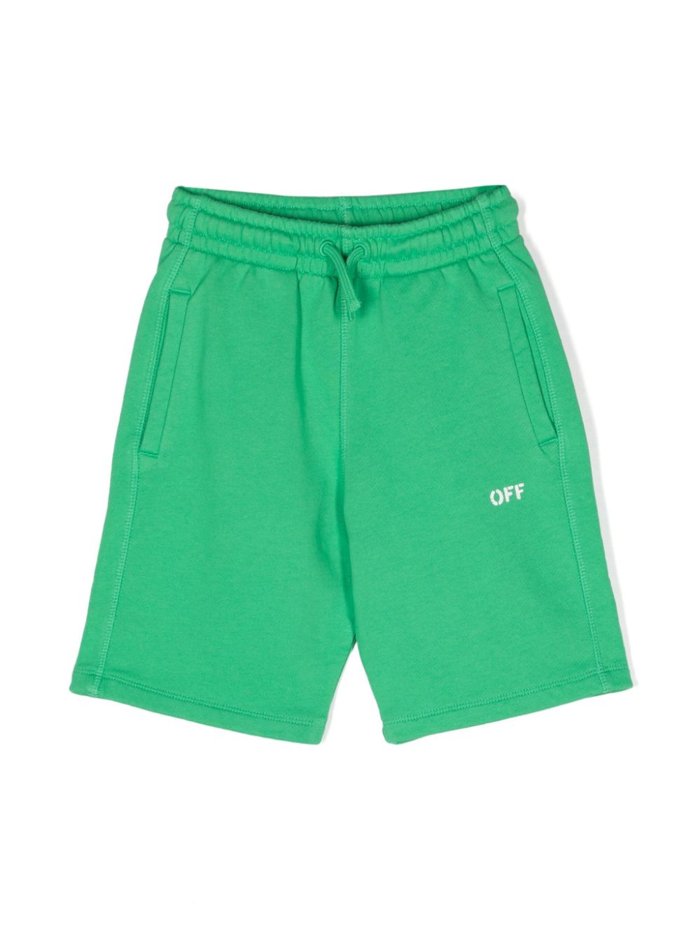 Off-White Kids logo-print cotton track shorts - Green von Off-White Kids