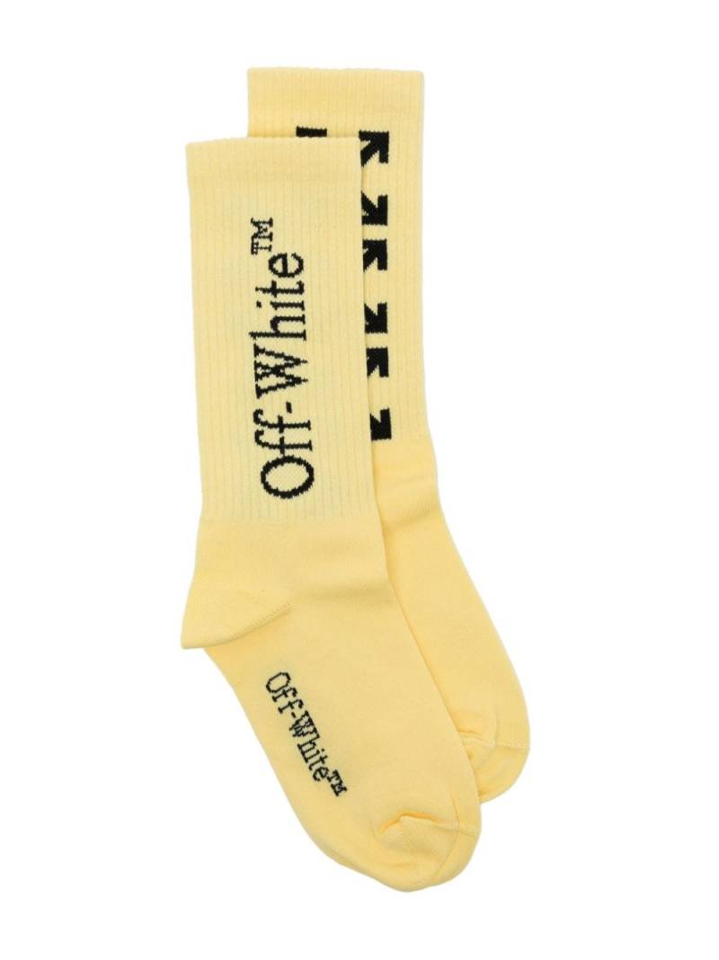 Off-White Kids logo-print ribbed-knit socks - Yellow von Off-White Kids