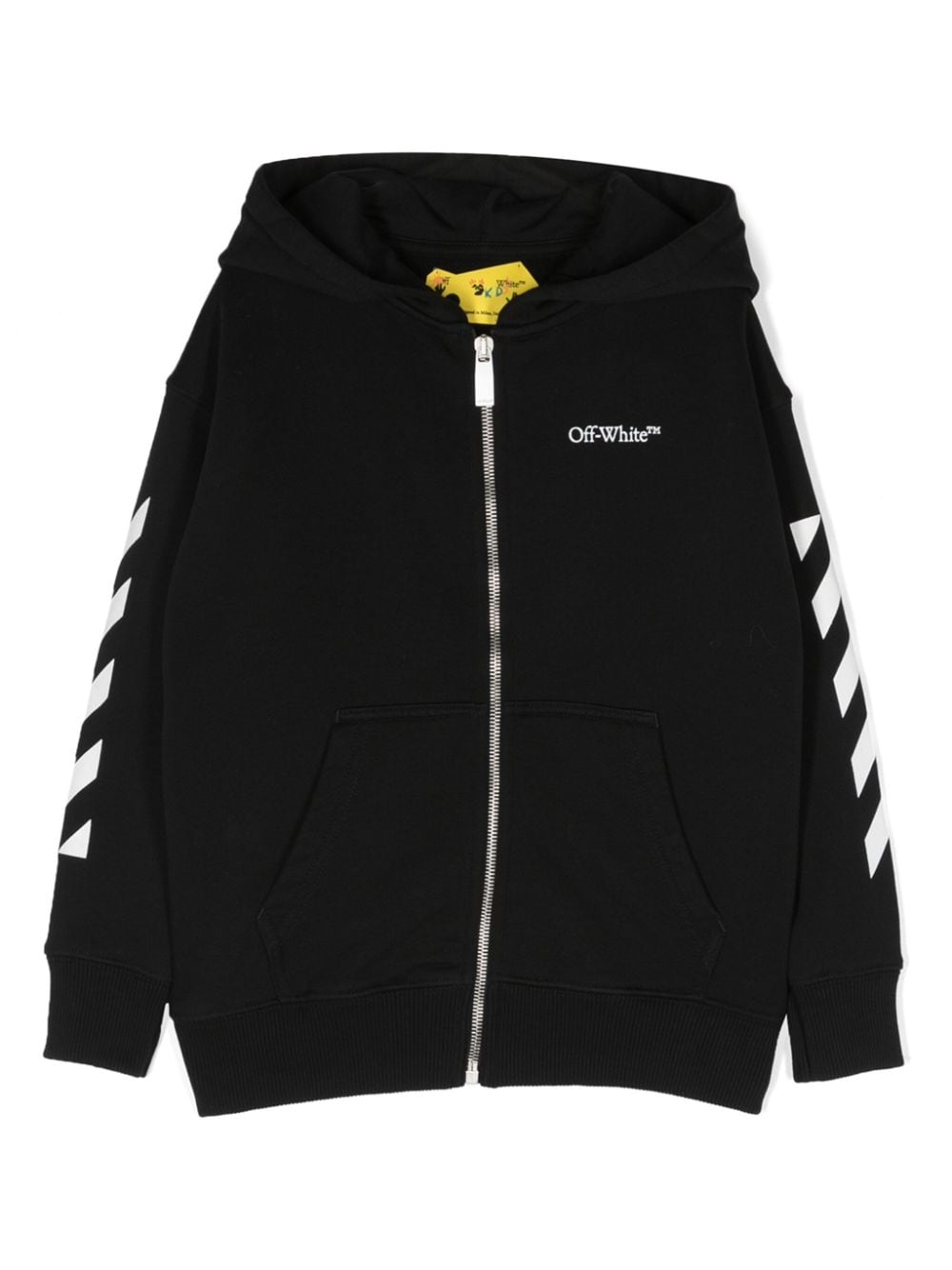 Off-White Kids logo-print zip-up hoodie - Black von Off-White Kids