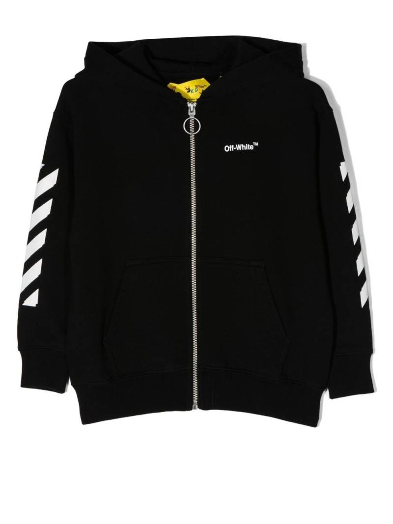 Off-White Kids logo-print zipped hoodie - Black von Off-White Kids