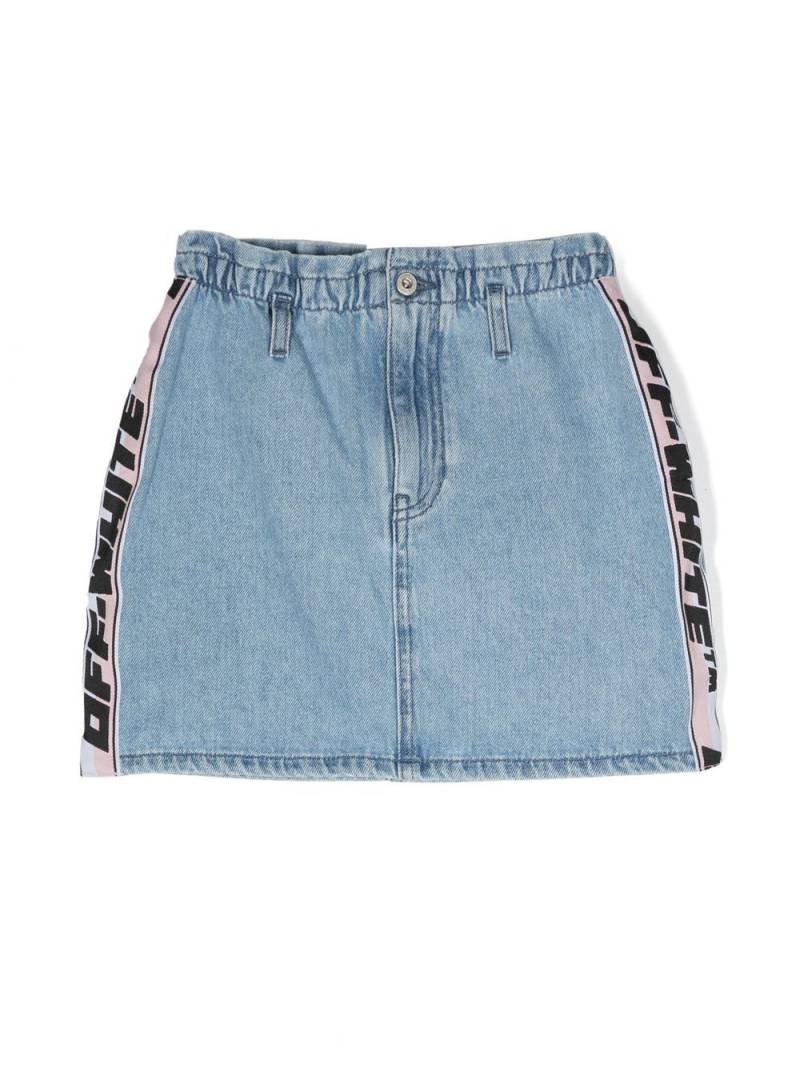 Off-White Kids logo-stripe denim skirt - Blue von Off-White Kids