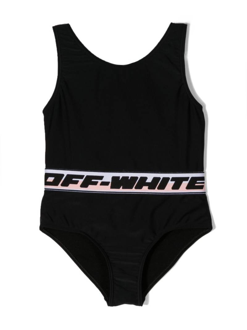 Off-White Kids logo-tape U-neck swimsuit - Black von Off-White Kids