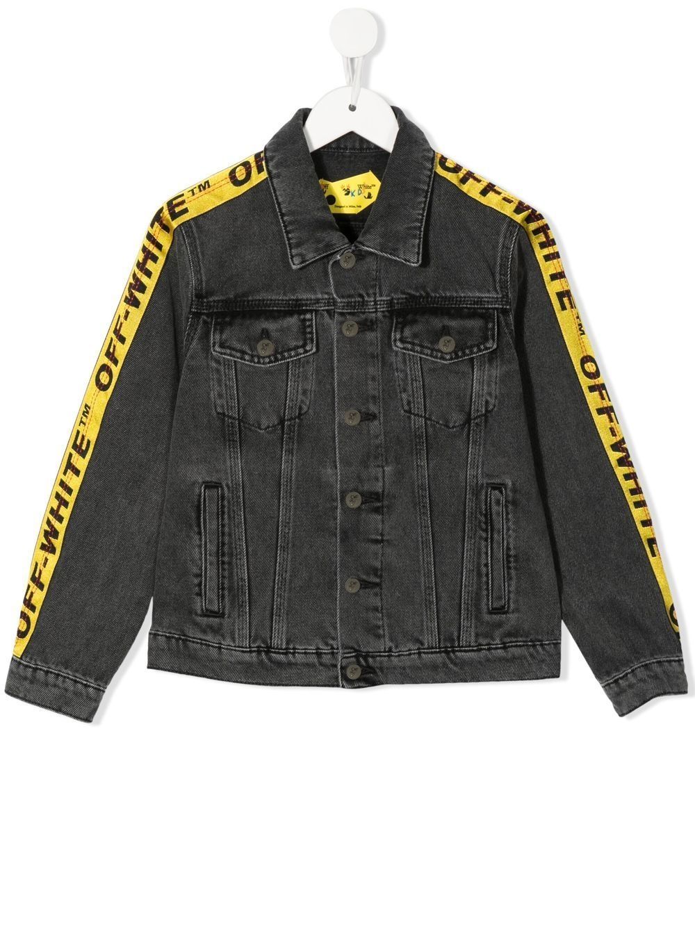 Off-White Kids logo-tape denim jacket - Grey von Off-White Kids