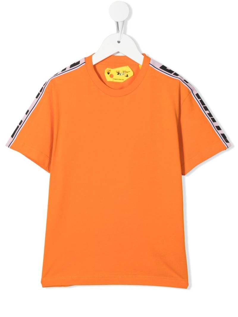 Off-White Kids logo tape-sleeve T-shirt - Orange von Off-White Kids