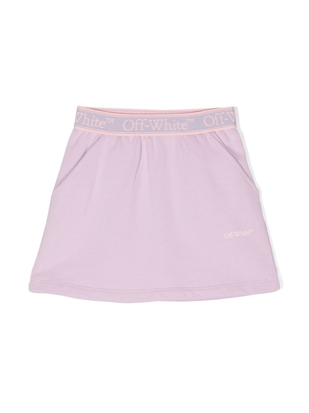 Off-White Kids logo-waistband cotton miniskirt - Purple von Off-White Kids