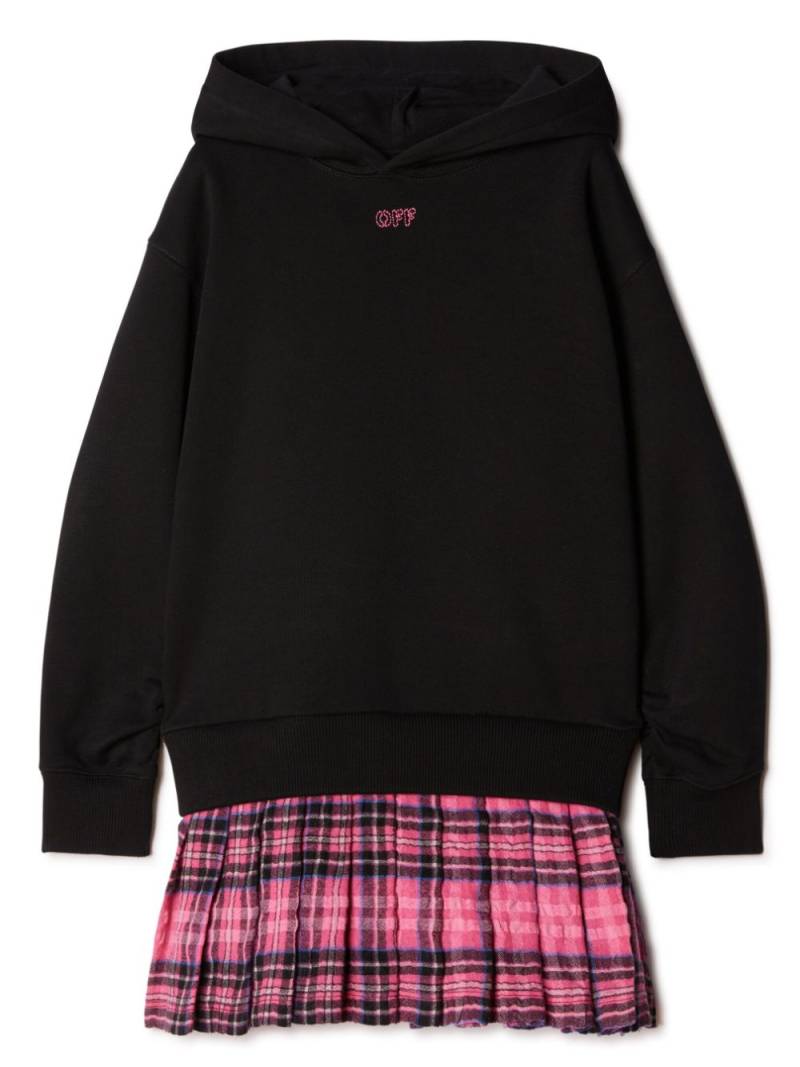 Off-White Kids Off Stamp checked hooded dress - Black von Off-White Kids