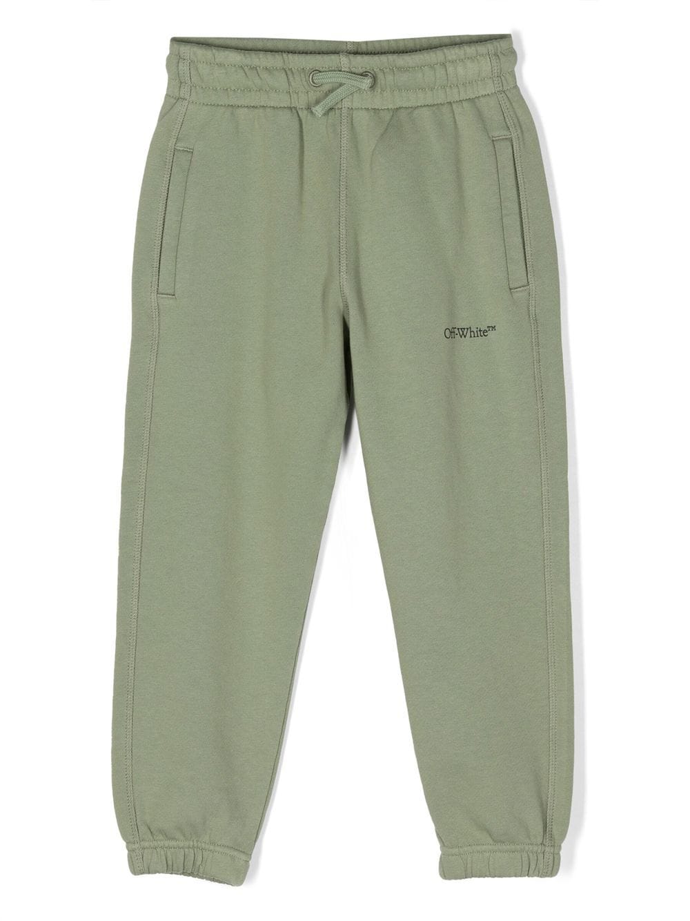 Off-White Kids striped-detail cotton track pants - Green von Off-White Kids