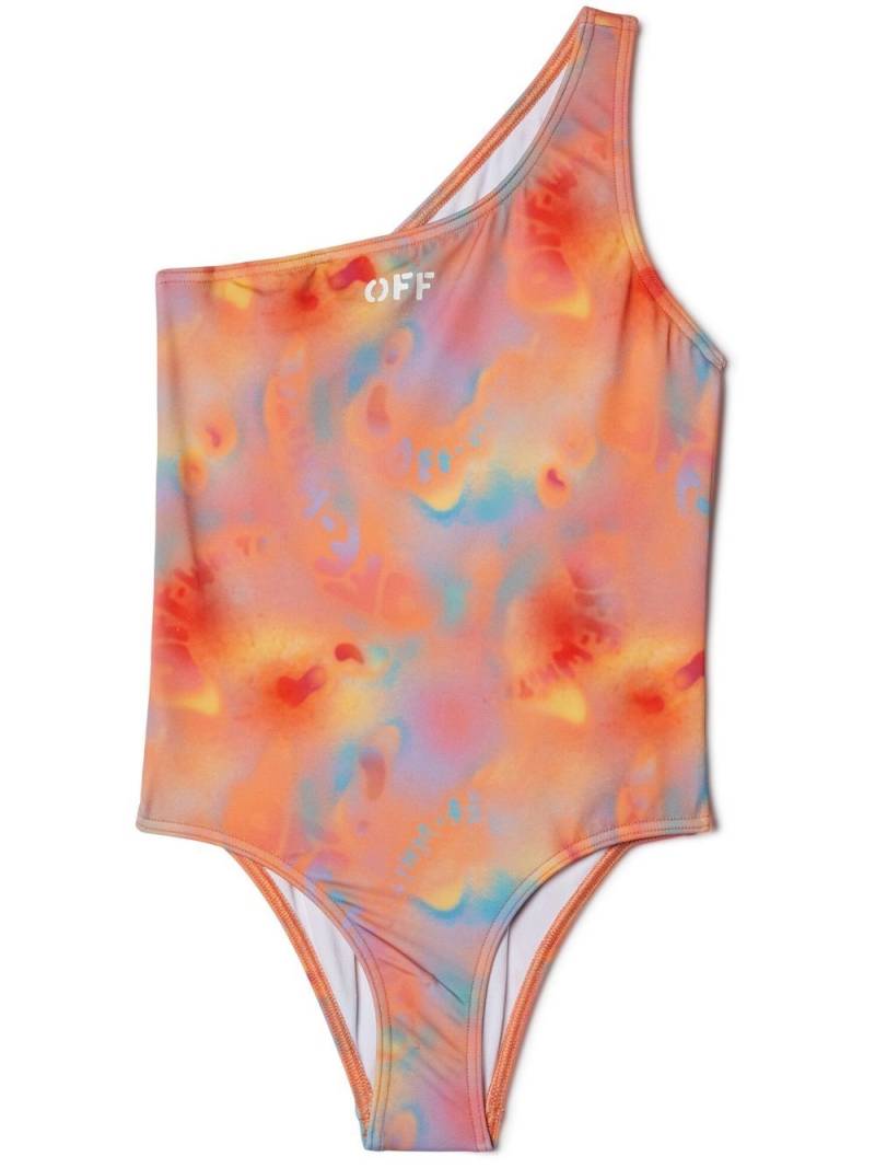 Off-White Kids tie-dye one-shoulder swimsuit - Multicolour von Off-White Kids