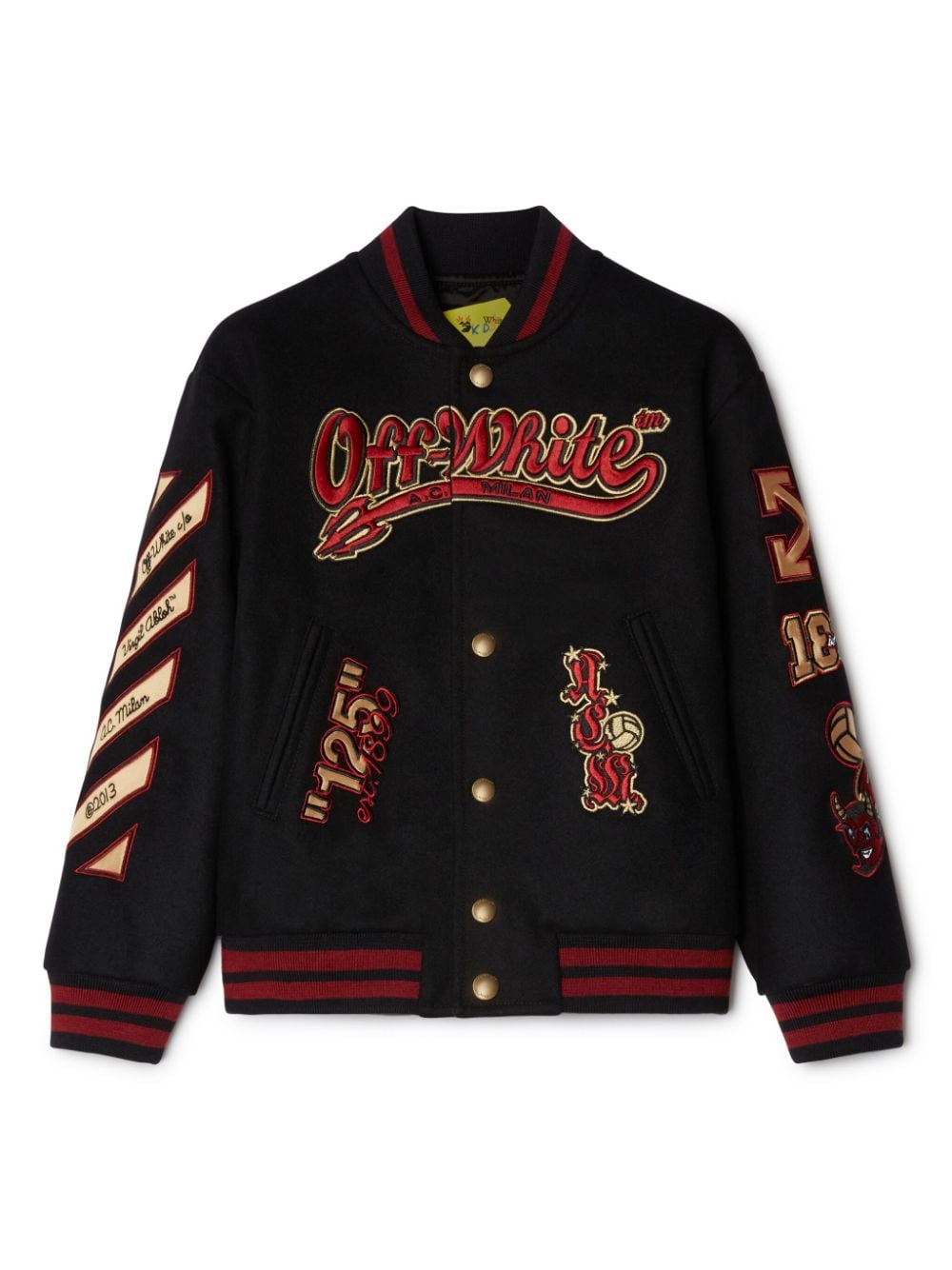 Off-White Kids x A.C. Milan logo-appliquéd varsity jacket - Black von Off-White Kids