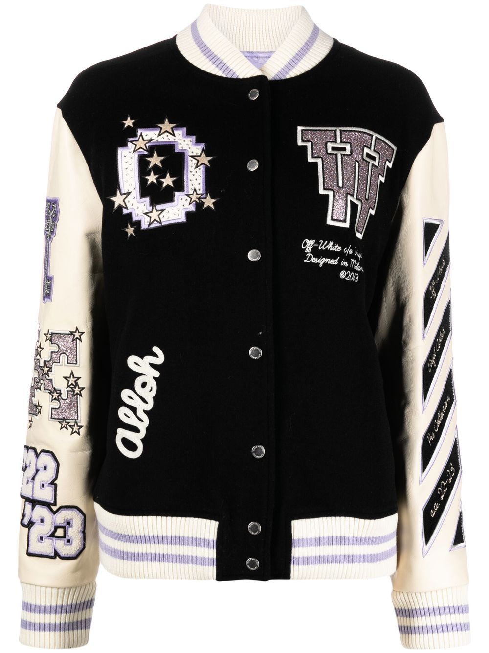 Off-White Bling Patches varsity jacket - Black von Off-White