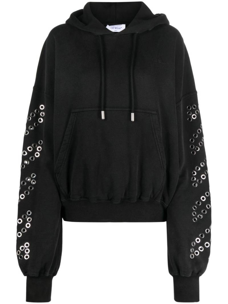 Off-White Diag-eyelet cotton hoodie - Black von Off-White