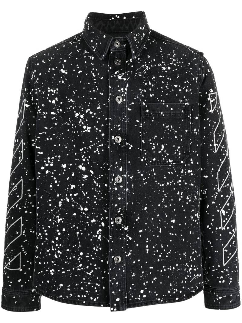 Off-White Diag-stripe paint-splatter denim shirt - Black von Off-White