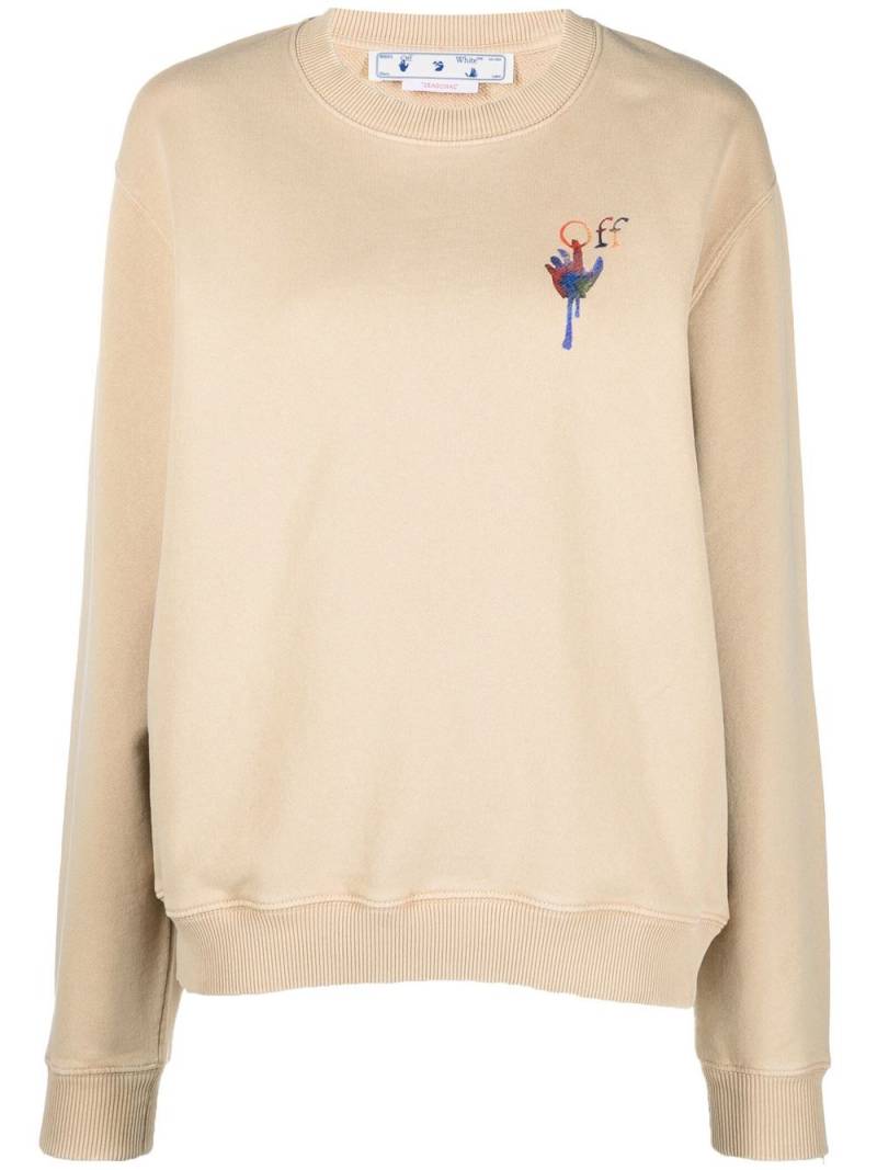 Off-White Draining Man logo-embroidered cotton sweatshirt - Neutrals von Off-White