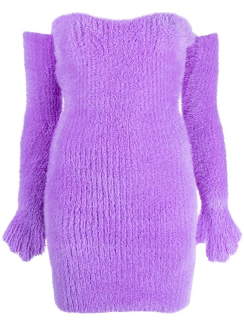 Off-White Fuzzy Gloves off-shoulder minidress - Purple von Off-White