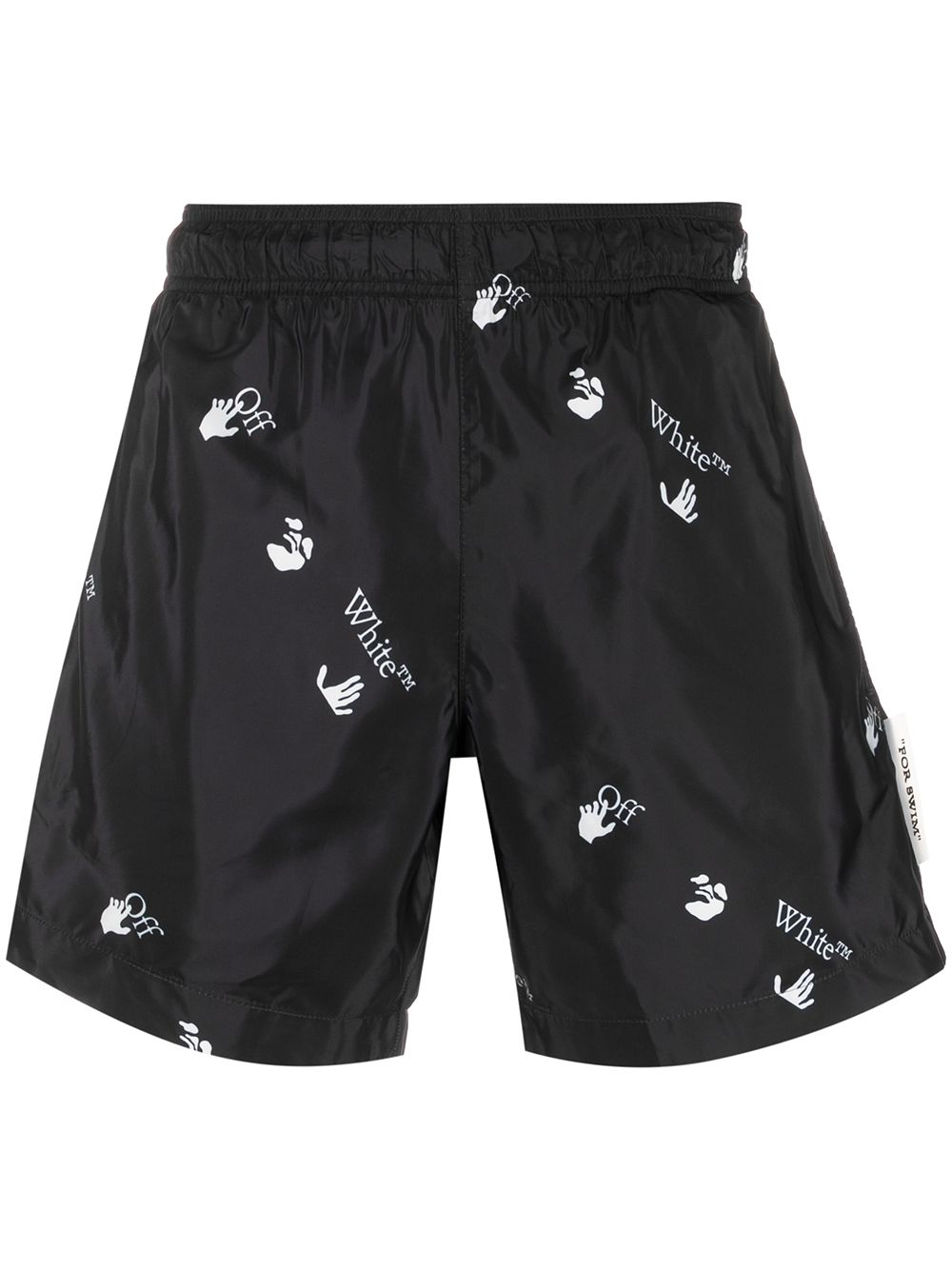 Off-White Hands-Off print swim shorts - Black von Off-White