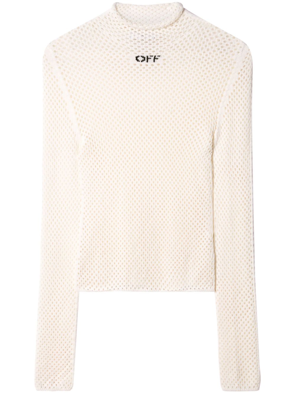 Off-White OFF-logo open-knit top - Neutrals von Off-White