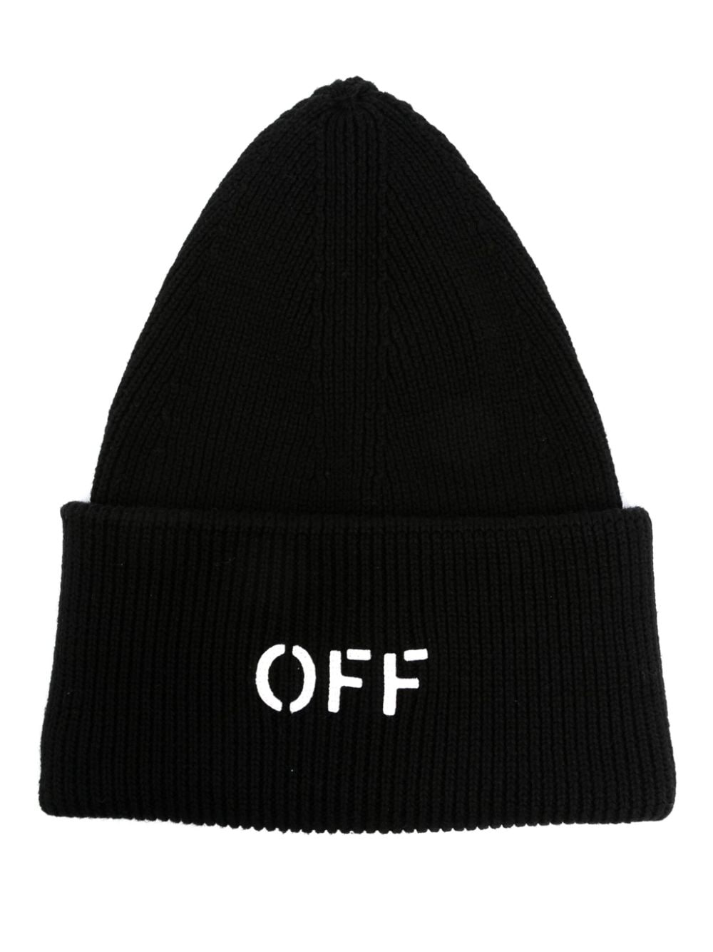 Off-White Off Stamp ribbed-knit beanie - Black von Off-White