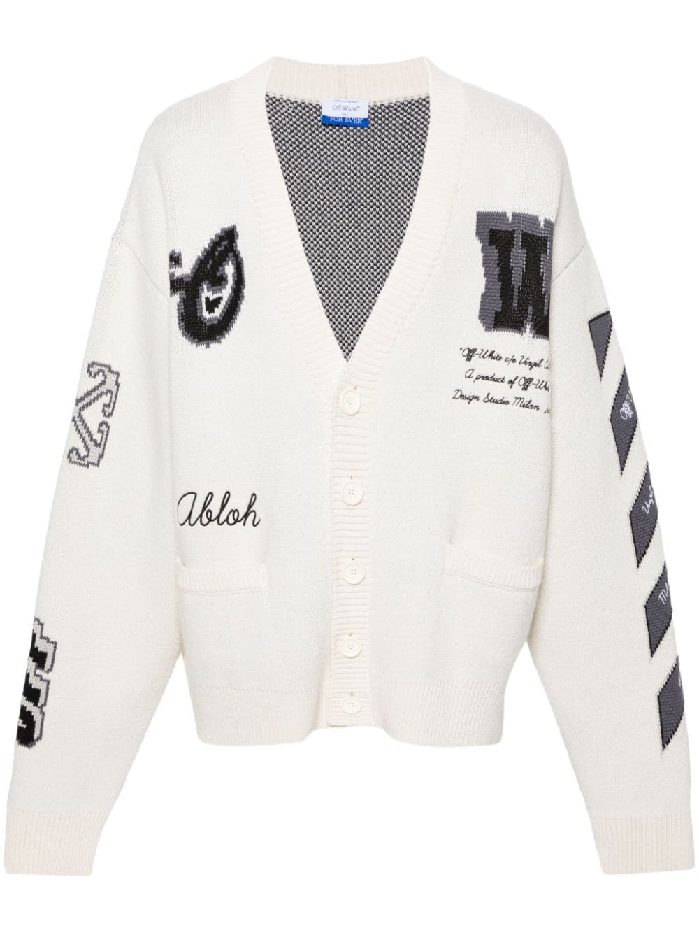 Off-White Varsity ribbed V-neck cardigan - Neutrals von Off-White