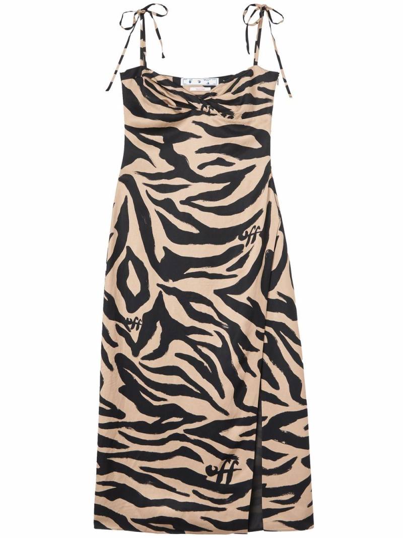 Off-White zebra print side-slit dress - Neutrals von Off-White