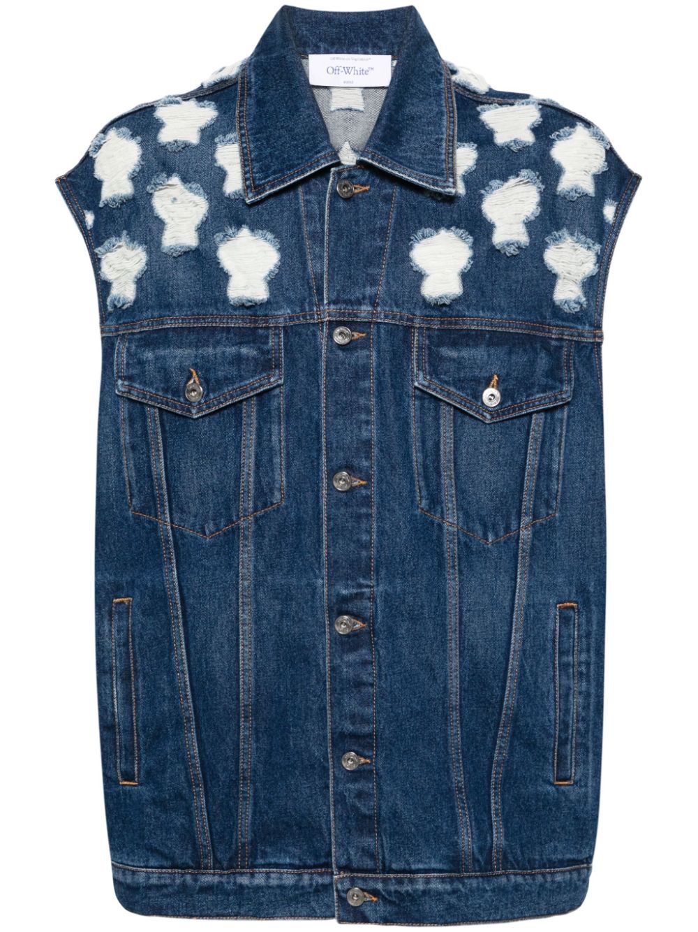 Off-White distressed denim gilet - Blue von Off-White