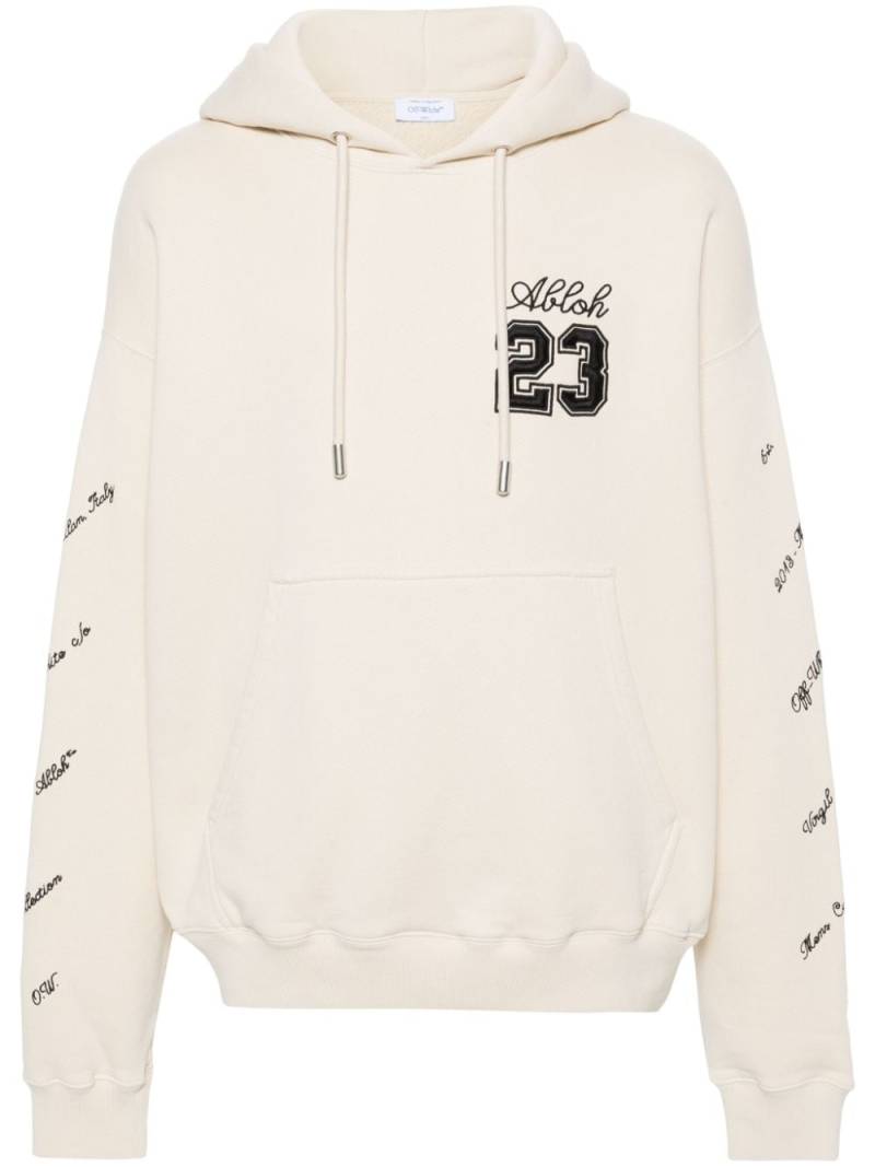 Off-White embroidered-logo cotton hoodie - Neutrals von Off-White