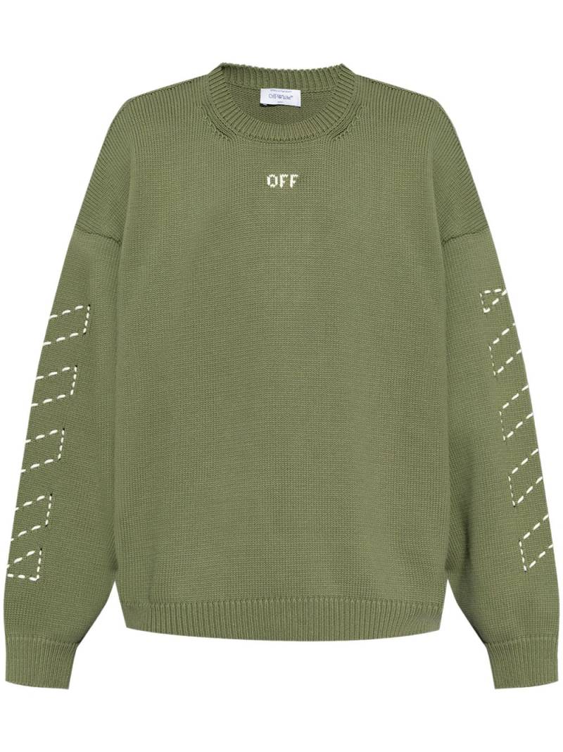 Off-White embroidered-logo knitted jumper - Green von Off-White