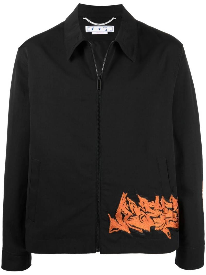 Off-White embroidered motif zipped jacket - Black von Off-White