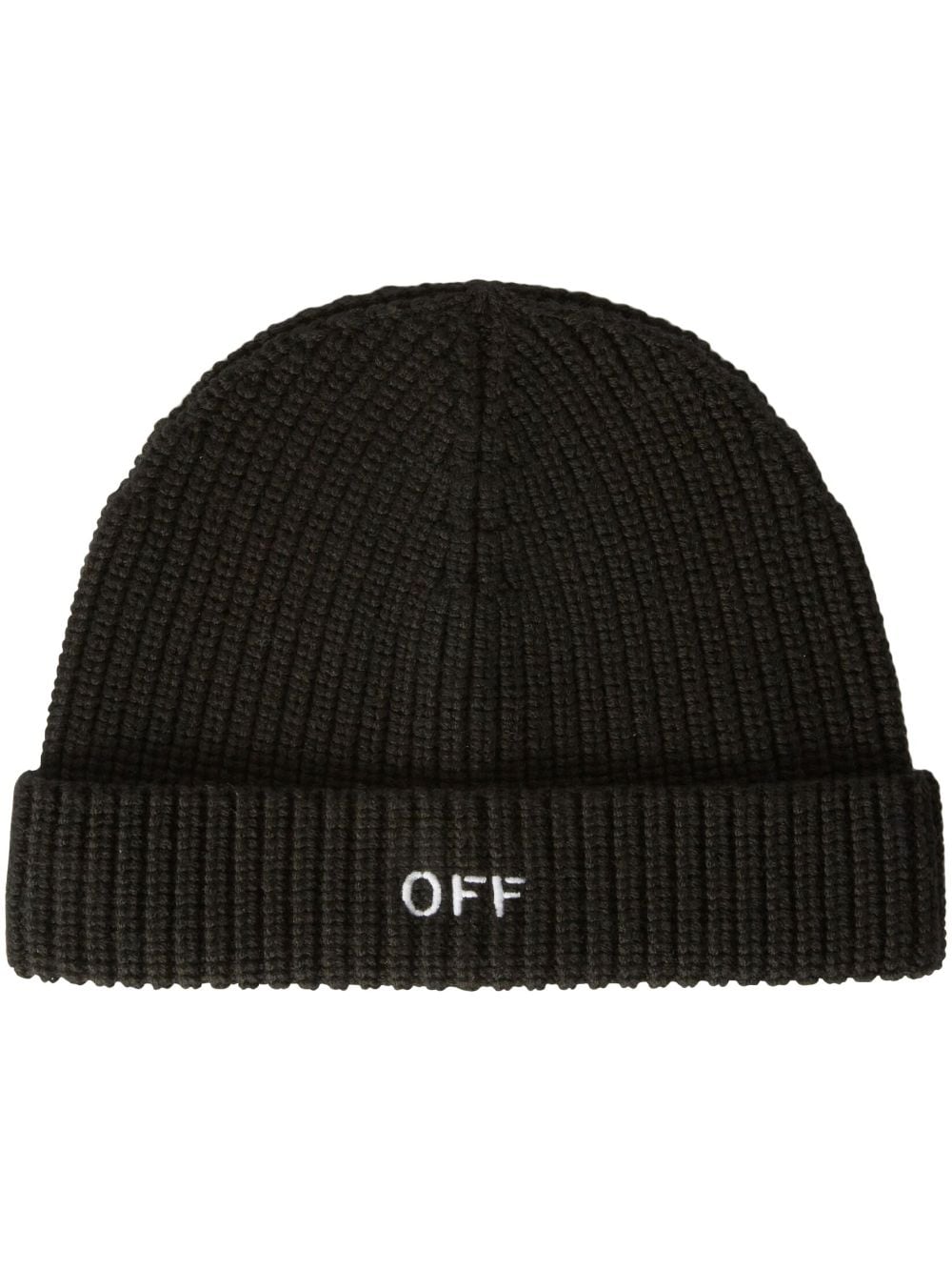 Off-White embroidered ribbed-knit beanie - Black von Off-White