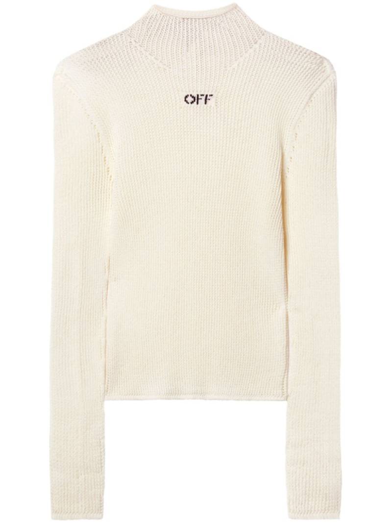 Off-White intarsia-knit logo top - Neutrals von Off-White