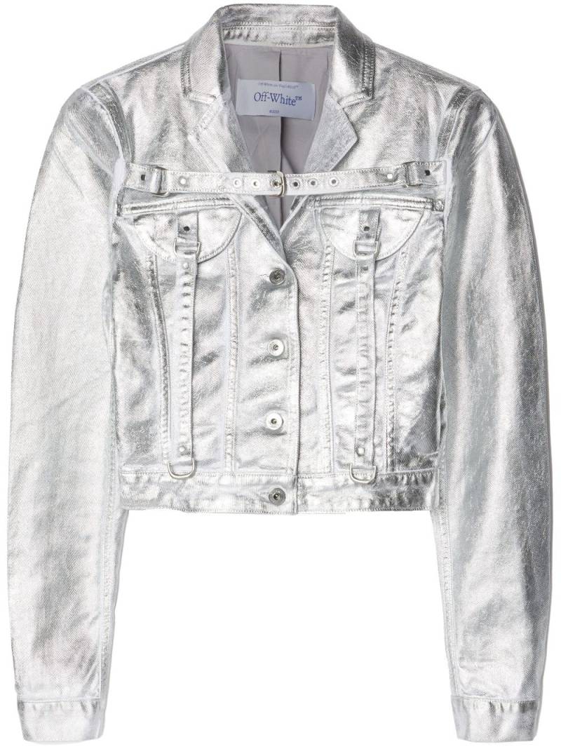 Off-White laminated metallic cropped jacket - Silver von Off-White