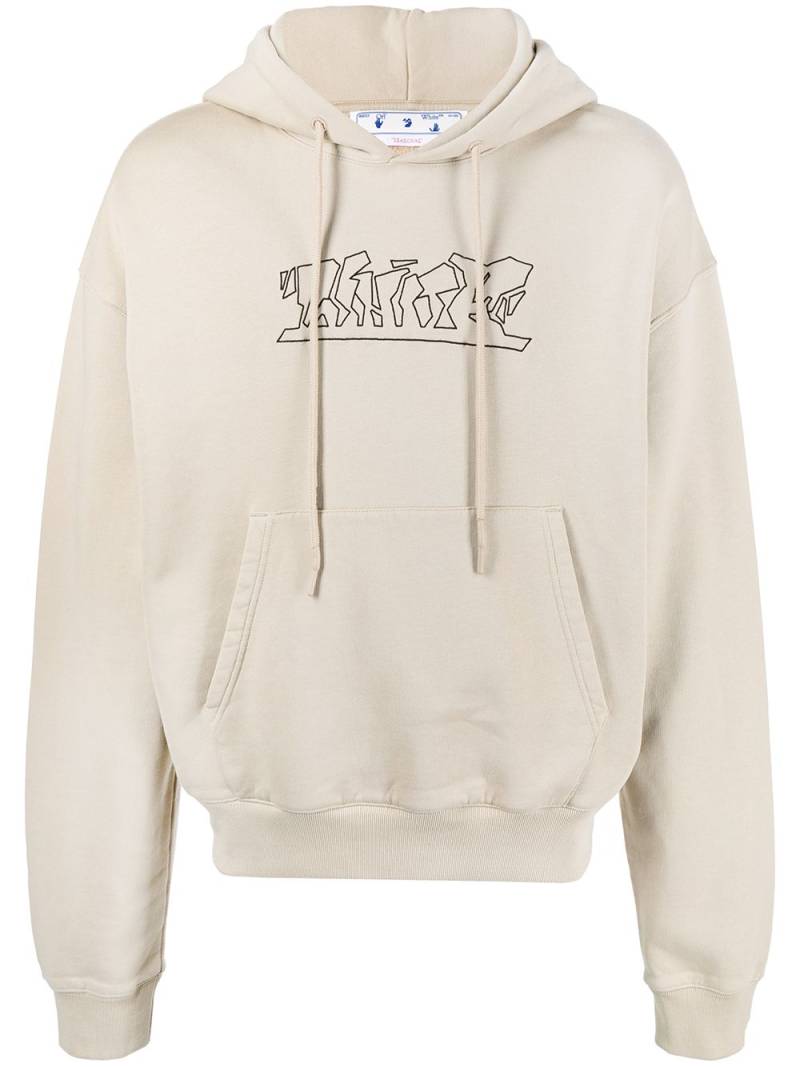 Off-White logo-embroidered cotton hoodie - Brown von Off-White