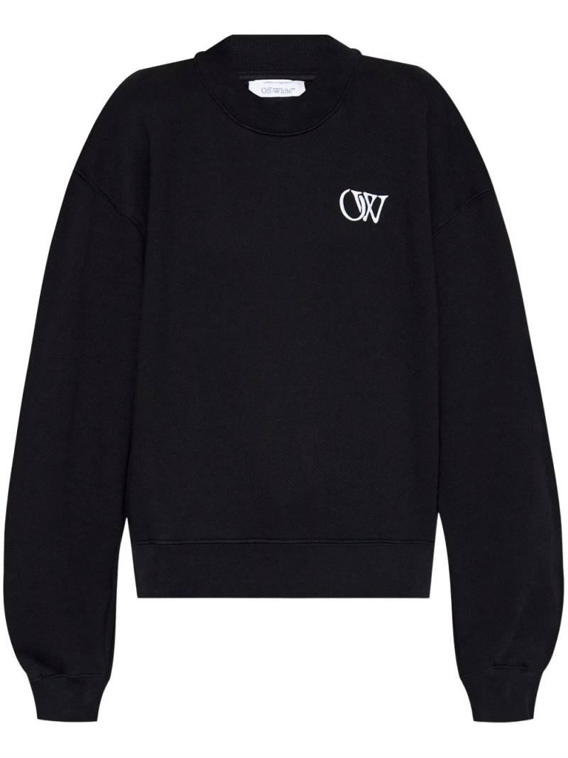 Off-White logo-embroidered cotton sweatshirt - Black von Off-White