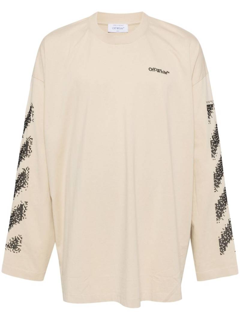 Off-White logo-embroidered long-sleeved T-shirt - Neutrals von Off-White