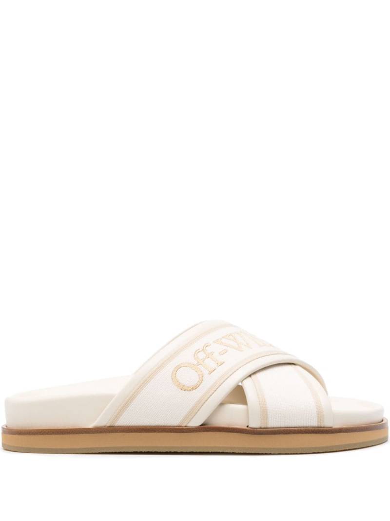 Off-White logo-embroidered slides - Neutrals von Off-White