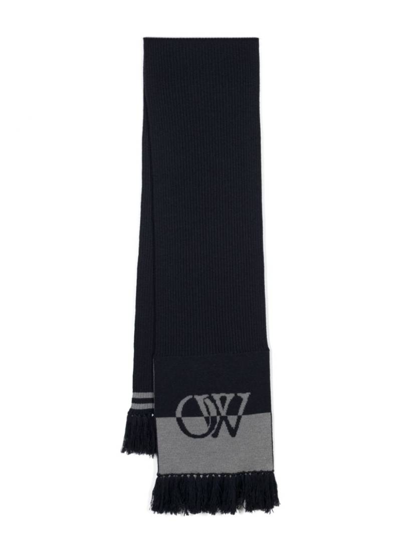 Off-White logo-intarsia virgin wool scarf - Blue von Off-White