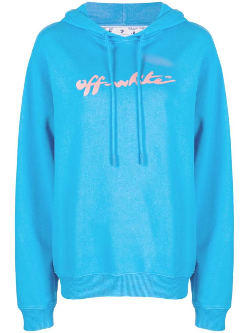 Off-White logo-print cotton hoodie - Blue von Off-White