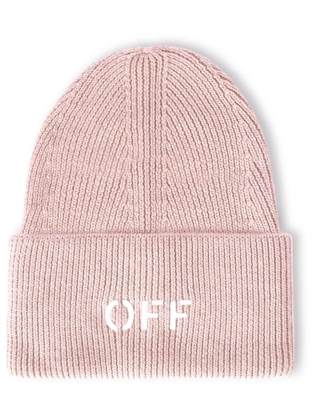 Off-White logo-stamp cotton-blend beanie - Pink von Off-White