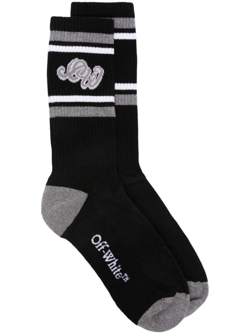 Off-White monogram-motif ribbed crew socks - Black von Off-White