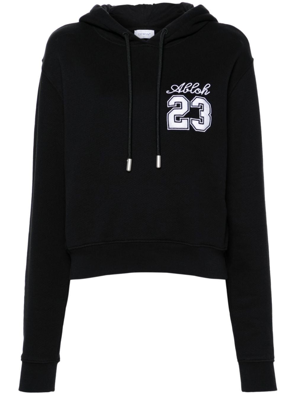 Off-White number-embroidered cropped hoodie - Black von Off-White