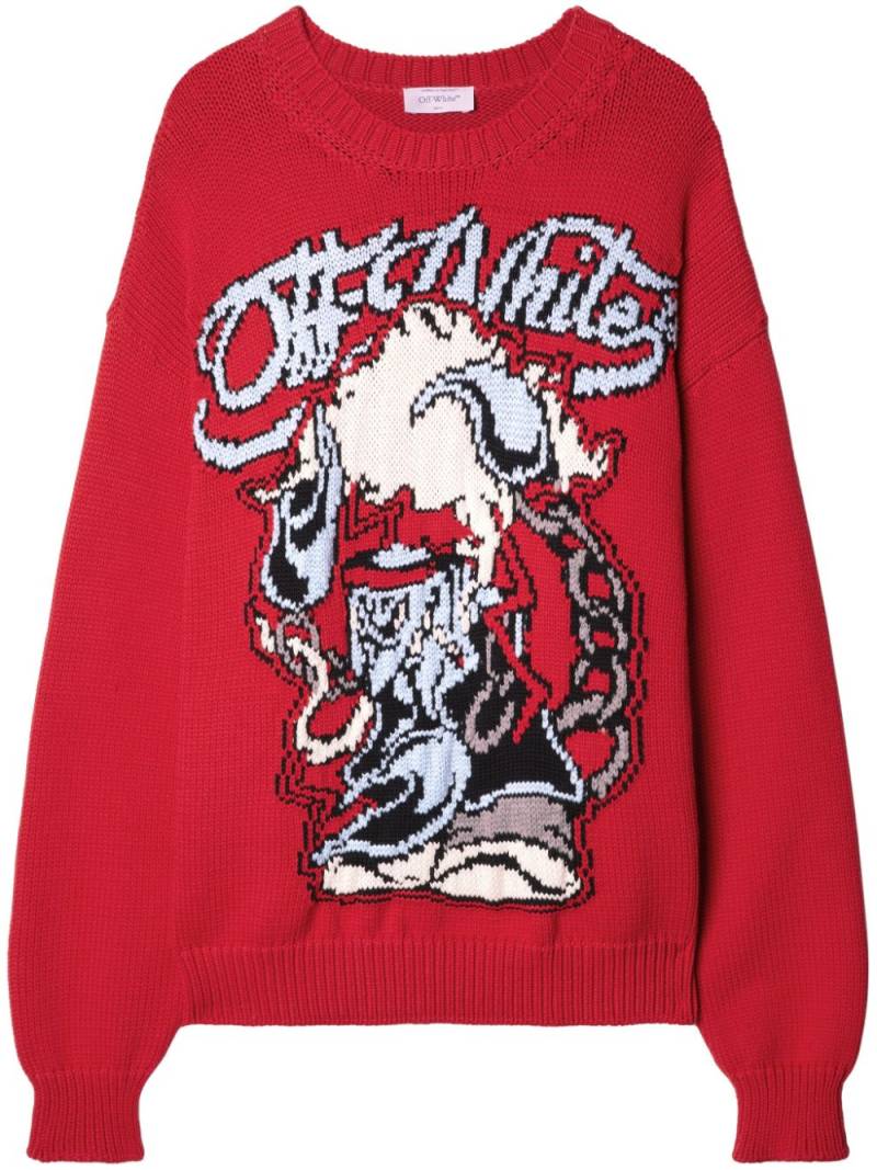 Off-White patterned-intarsia knit jumper - Red von Off-White