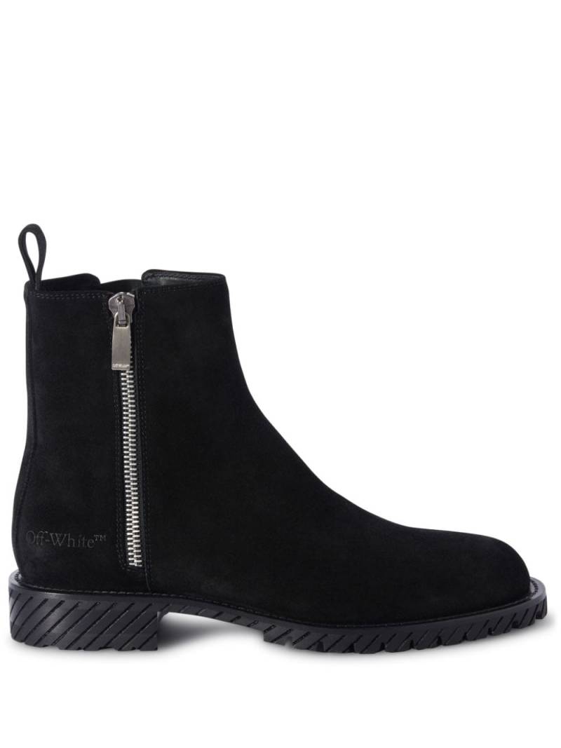 Off-White round-toe suede ankle boots - Black von Off-White