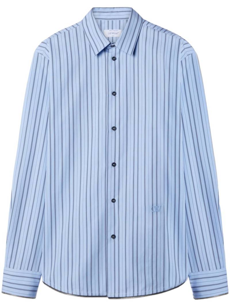 Off-White zip-embellished striped cotton shirt - Blue von Off-White