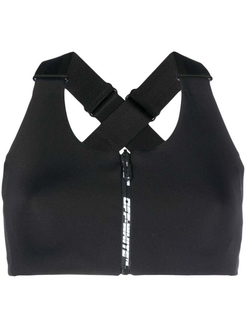 Off-White zip-up logo sports bra - Black von Off-White