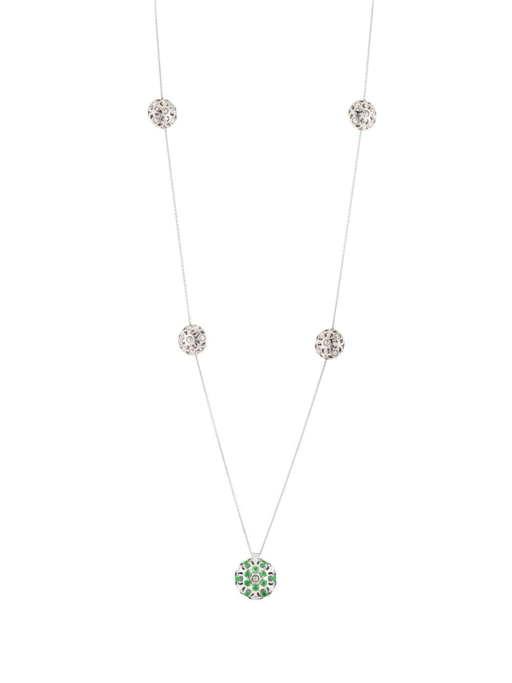 Officina Bernardi 18kt white gold Damasco Station emerald necklace - Silver von Officina Bernardi