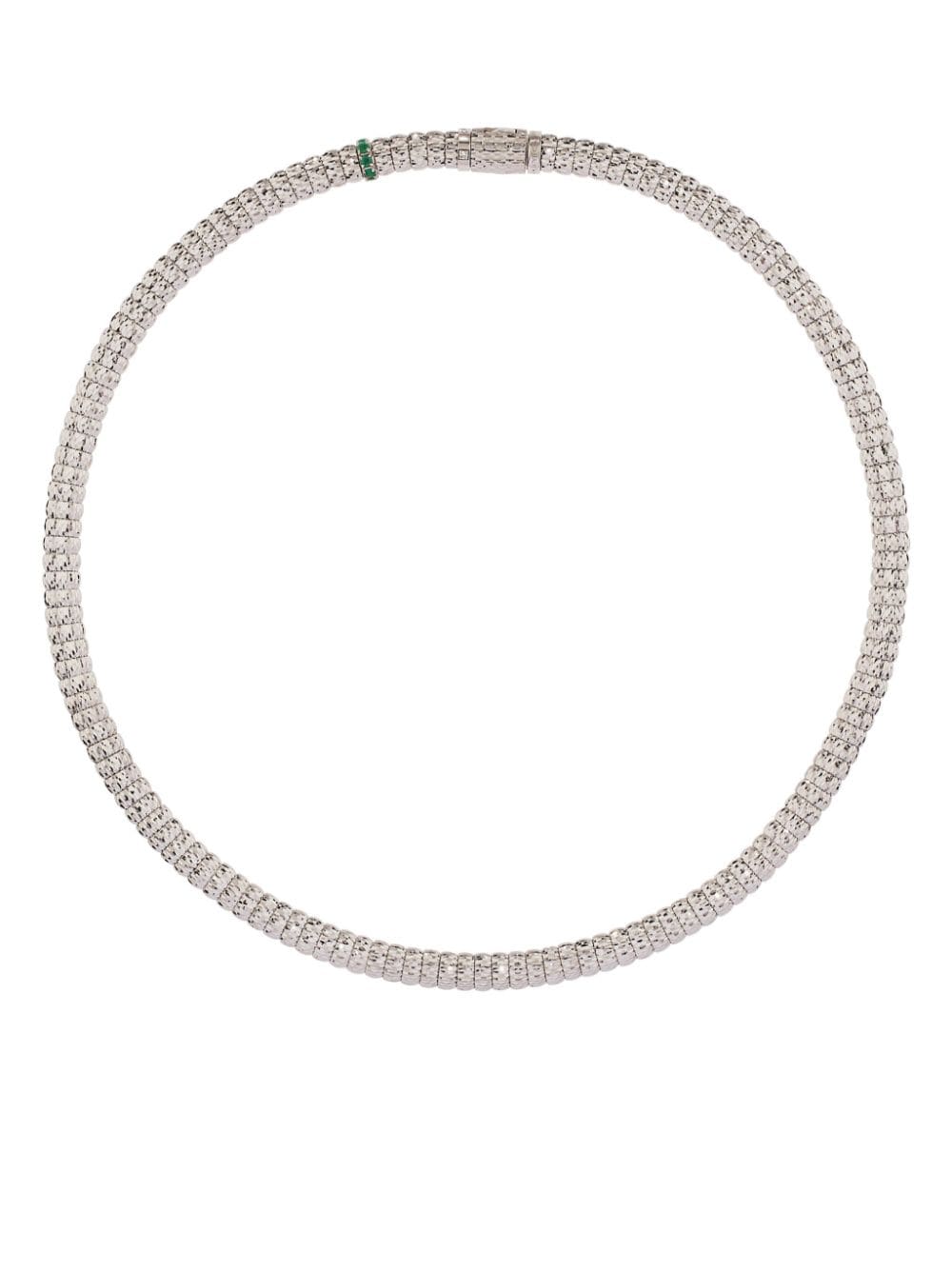 Officina Bernardi 18kt white gold Enigma emerald and diamond necklace - Silver von Officina Bernardi