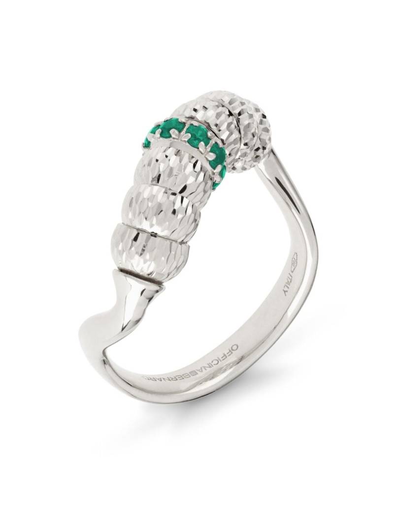 Officina Bernardi 18kt white gold Enigma emerald ring - Silver von Officina Bernardi