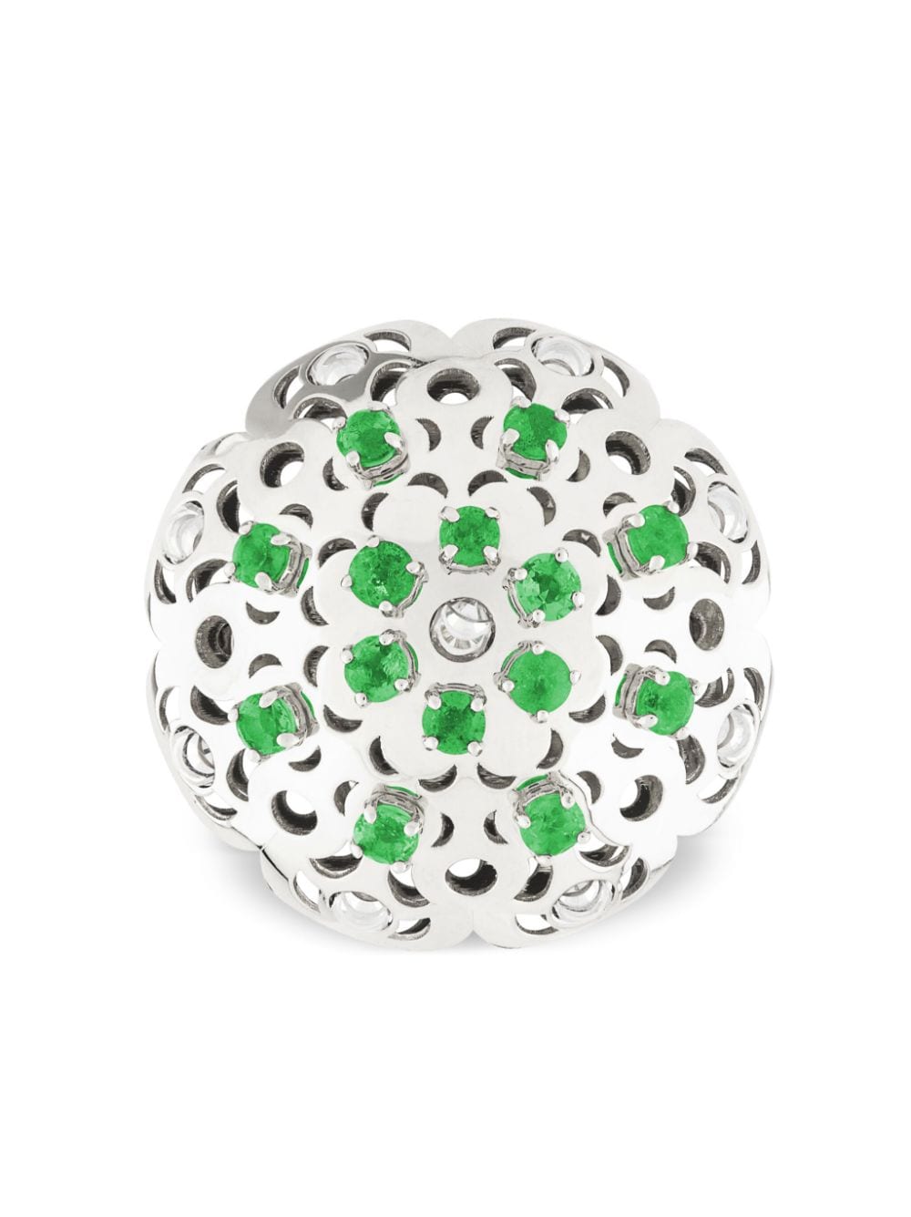 Officina Bernardi 18kt white gold large Damasco emerald ring - Silver von Officina Bernardi