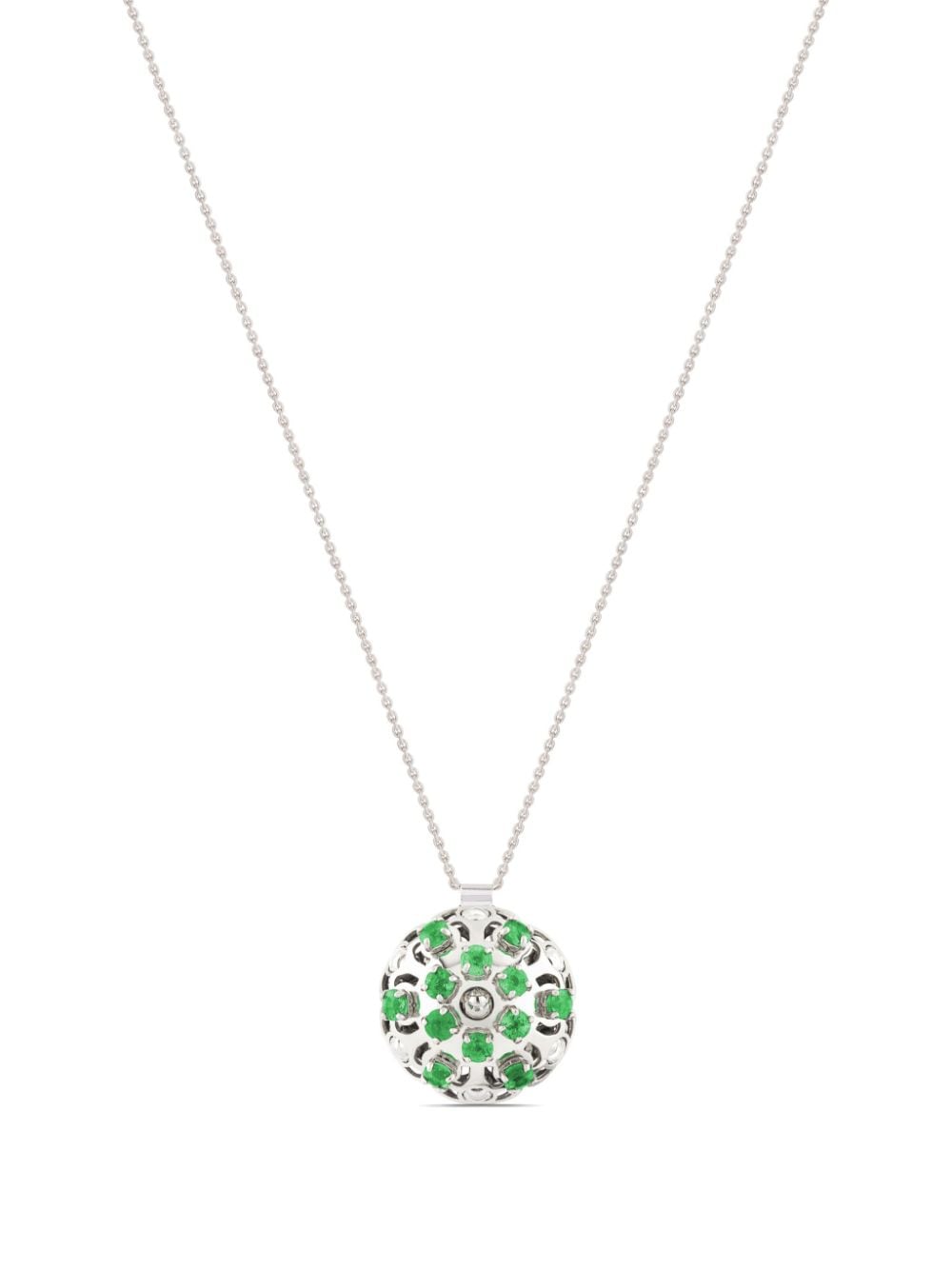 Officina Bernardi 18kt white gold small Damasco emerald necklace - Silver von Officina Bernardi