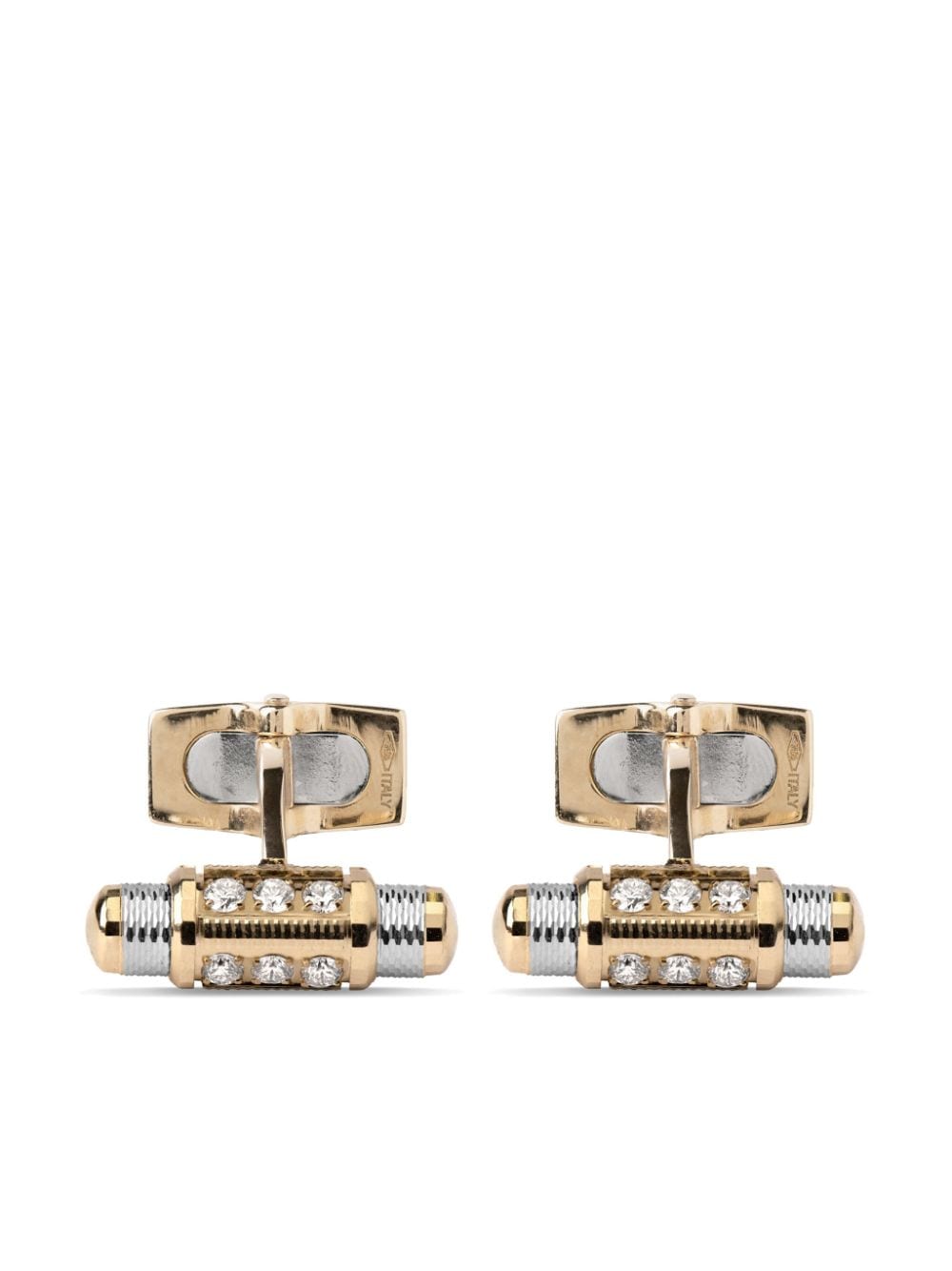 Officina Bernardi 18kt yellow and white gold Lumen diamond cufflinks von Officina Bernardi